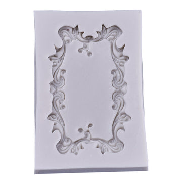 Silikonpressform Rahmen mit Schnörkel Lebensmittelqualität 83x55x7mm