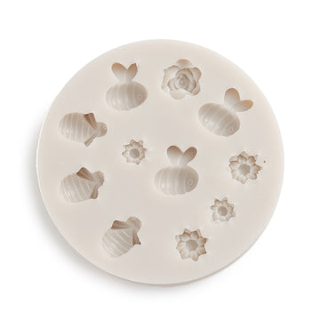 Silikon-Pressform Bienen und Blümchen lebensmittelecht 90x12mm