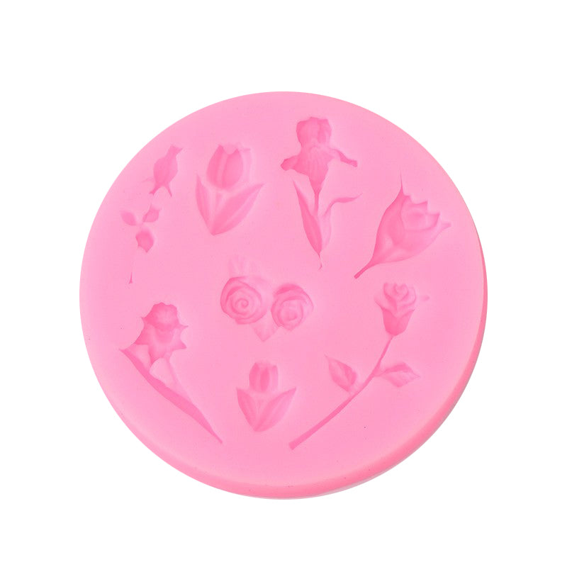 Silikonpressform Rosen und Blumen 76x8mm