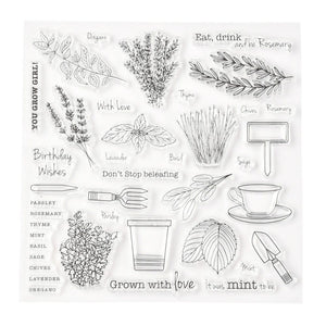 Silikonstempel Garten und Kräuter 15,5x15,5 / Bogen
