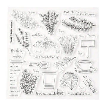 Silikonstempel Garten und Kräuter 15,5x15,5x0,3cm/ Bogen