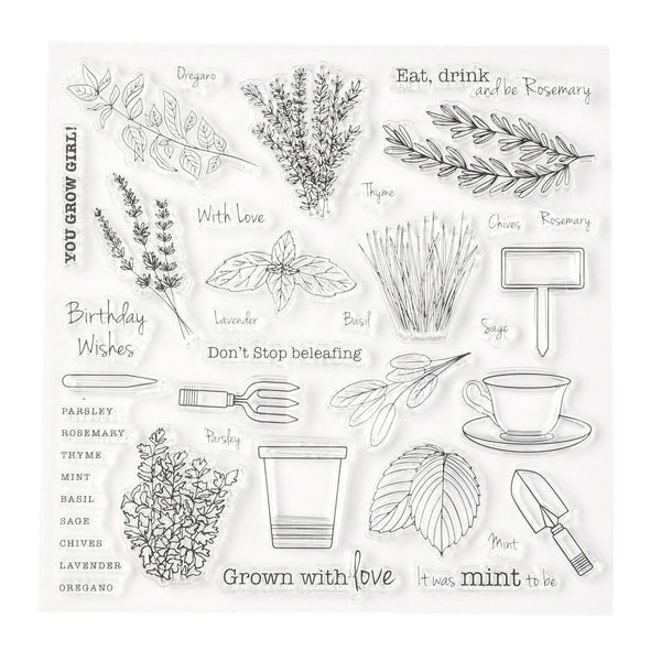 Silikonstempel Garten und Kräuter 15,5x15,5 / Bogen