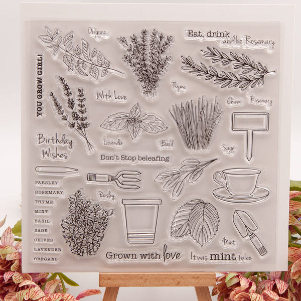 Silikonstempel Garten und Kräuter 15,5x15,5 / Bogen