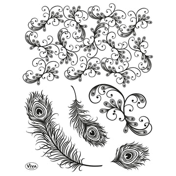 Viva Decor Silikonstempel Pfauenfeder-Set 6-teilig 14x18cm