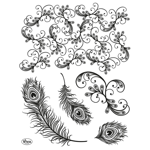 Viva Decor Silikonstempel Pfauenfeder-Set 6-teilig 14x18cm