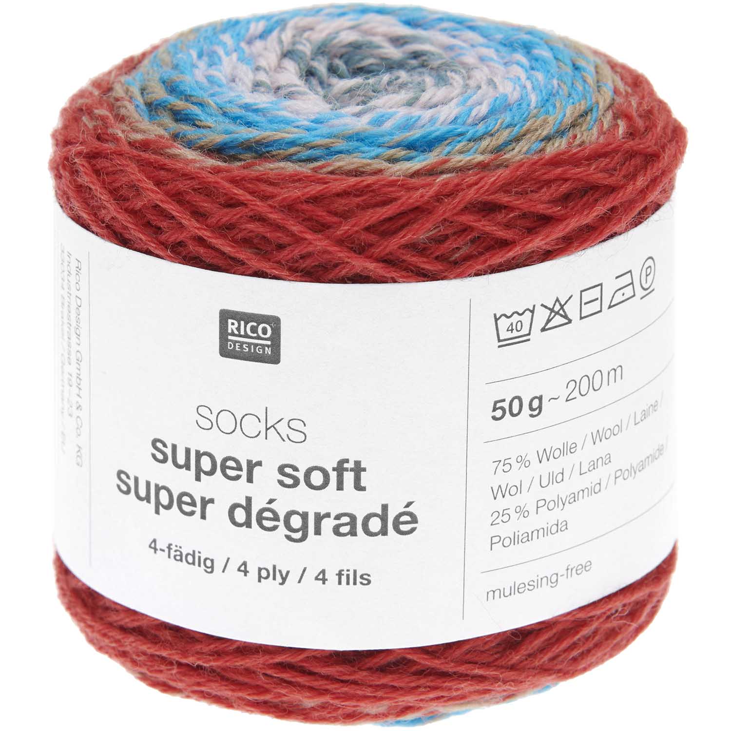 Rico Design Socks Super Soft Super Dégradé Sockenwolle 4-fädig 50g 200m