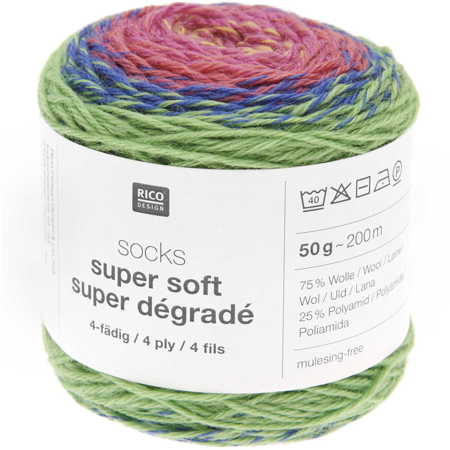 Rico Design Socks Super Soft Super Dégradé Sockenwolle 4-fädig 50g 200m