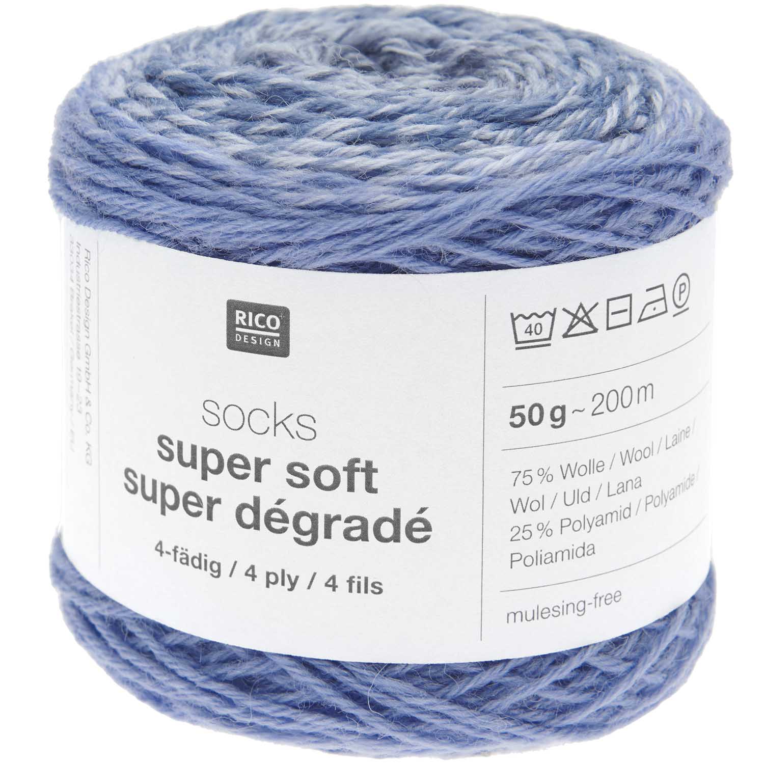 Rico Design Socks Super Soft Super Dégradé Sockenwolle 4-fädig 50g 200m