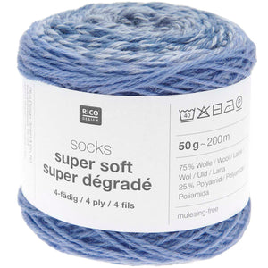 Rico Design Socks Super Soft Super Dégradé Sockenwolle 4-fädig 50g 200m