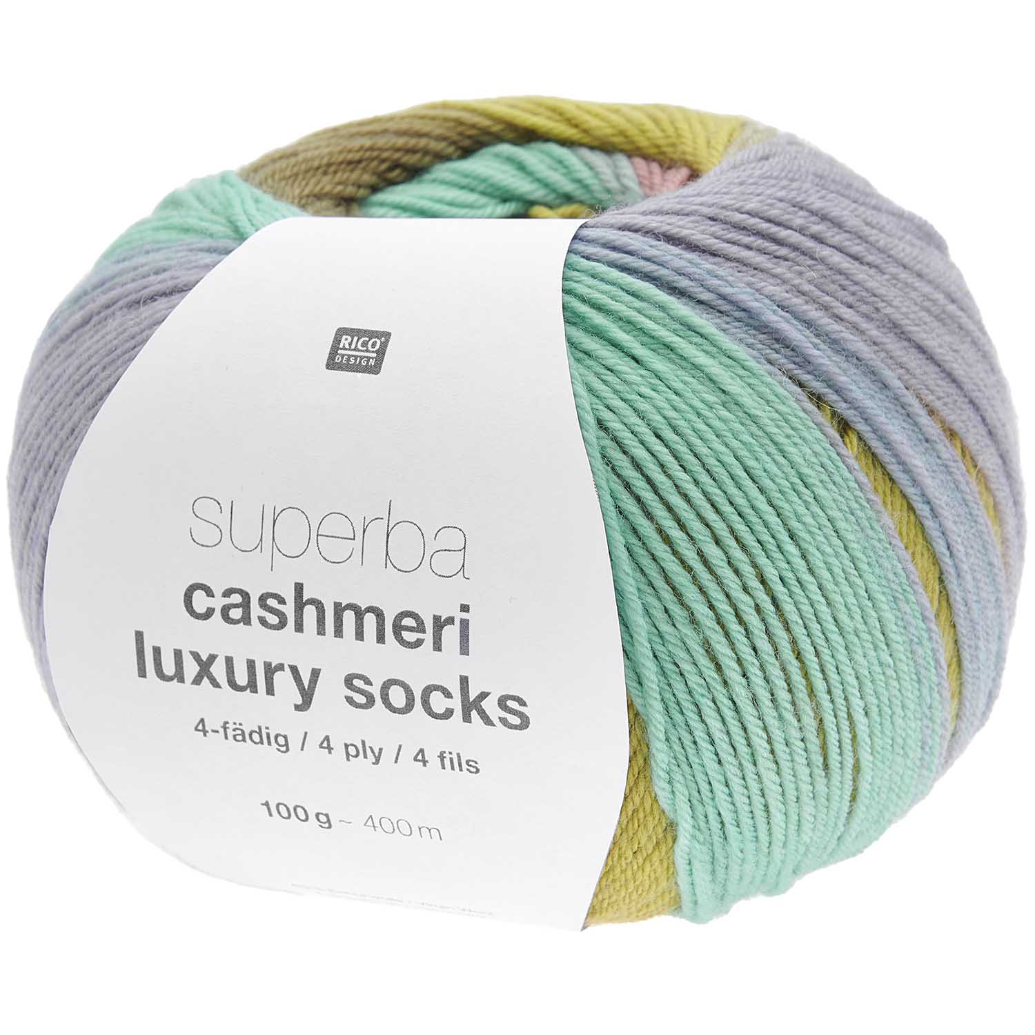 Rico Design Superba Kaschmir-Luxussocken, 4-lagig, 100 g, 400 m