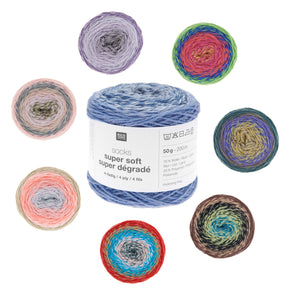 Rico Design Socks Super Soft Super Dégradé Sockenwolle 4-fädig 50g 200m