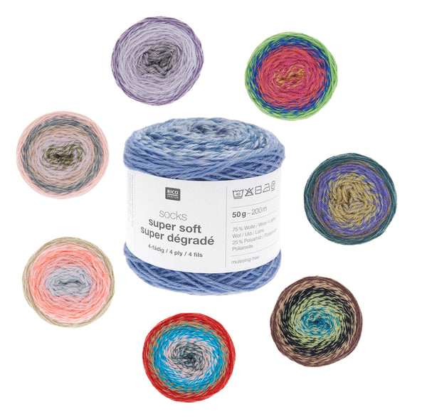 Rico Design Socks Super Soft Super Dégradé Sockenwolle 4-fädig 50g 200m