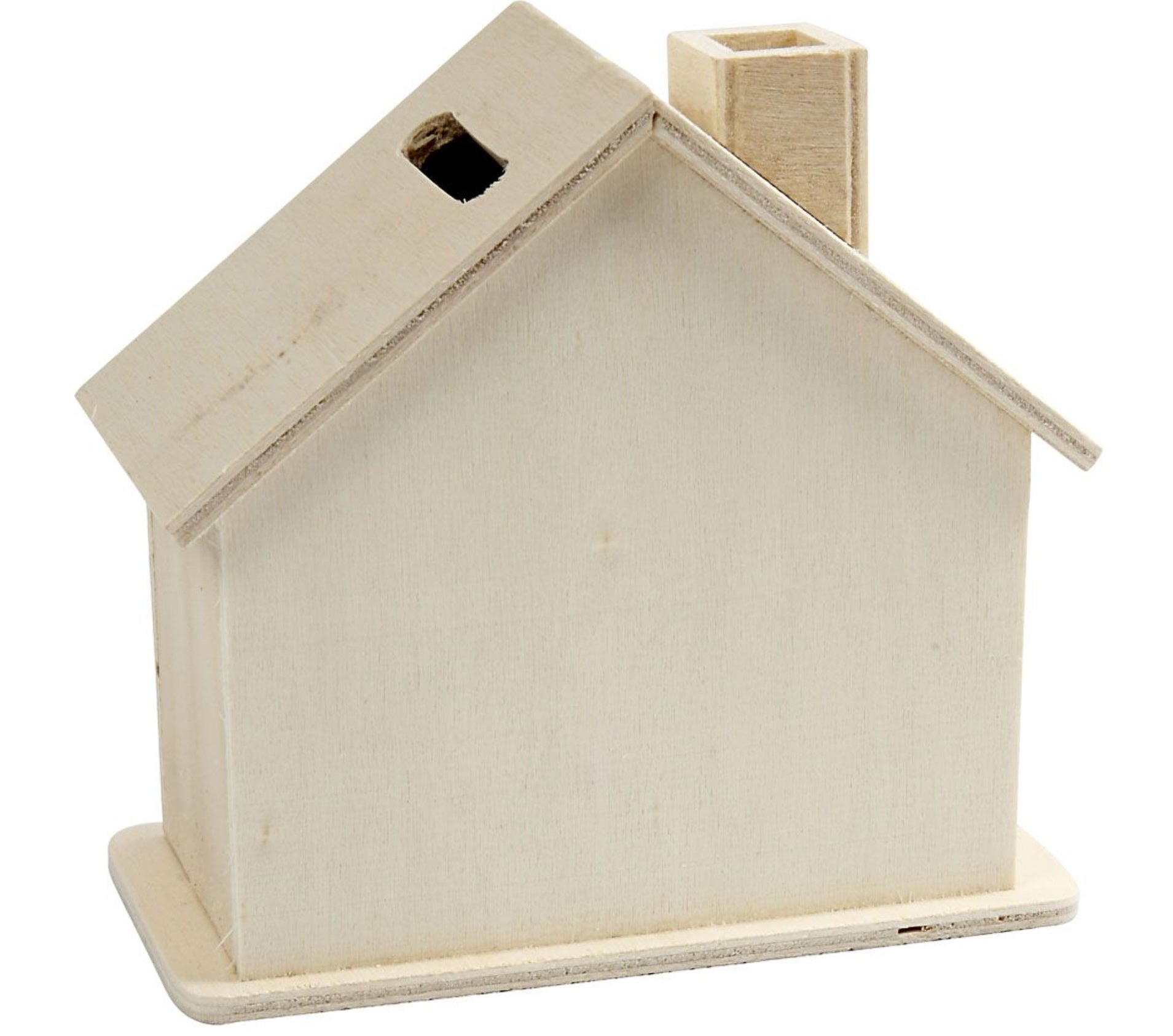 Spardose Haus Sperrholz mit Kunststoffstopfen 10x10x5,4cm 1 Stück