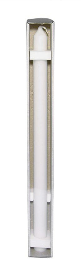 Kerzenrohling Taufkerze Paraffin weiß 50x3cm inkl. Aufbewahrungskarton mit Klarsichtdeckel