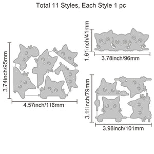 Stanzschablonen Katzen - Set 11-teilig 96/~116x41~95mm