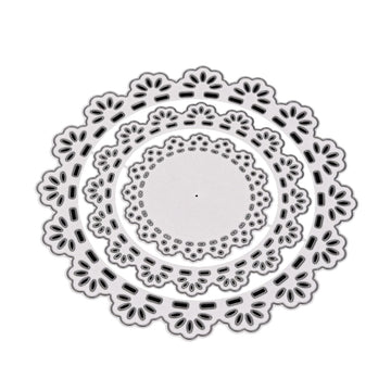 Stanzschablone Spitzenrahmen Blume rund 3-teilig 12cm