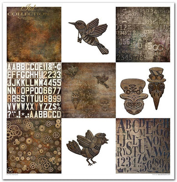 Scrapbooking-Papier Set Steampunk 31x32cm 200 g/m2 11 Blatt