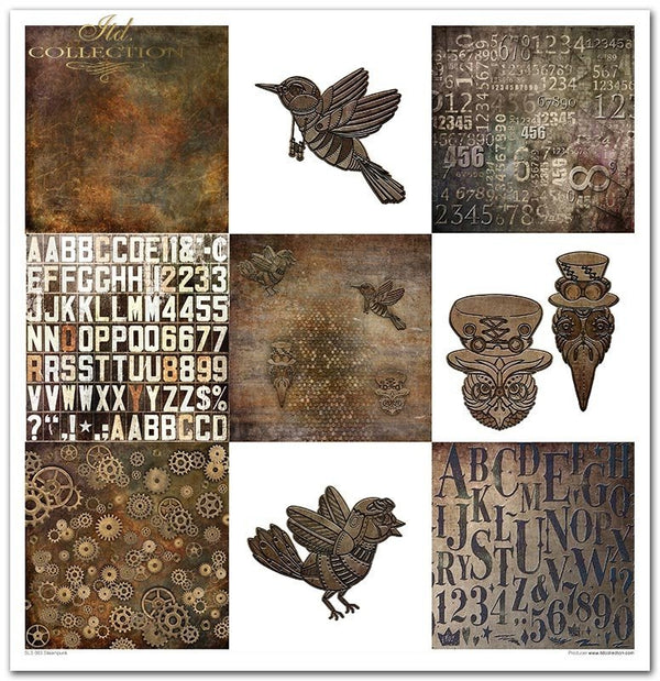 Scrapbooking-Papier Set Steampunk 31x32cm 200 g/m2 11 Blatt