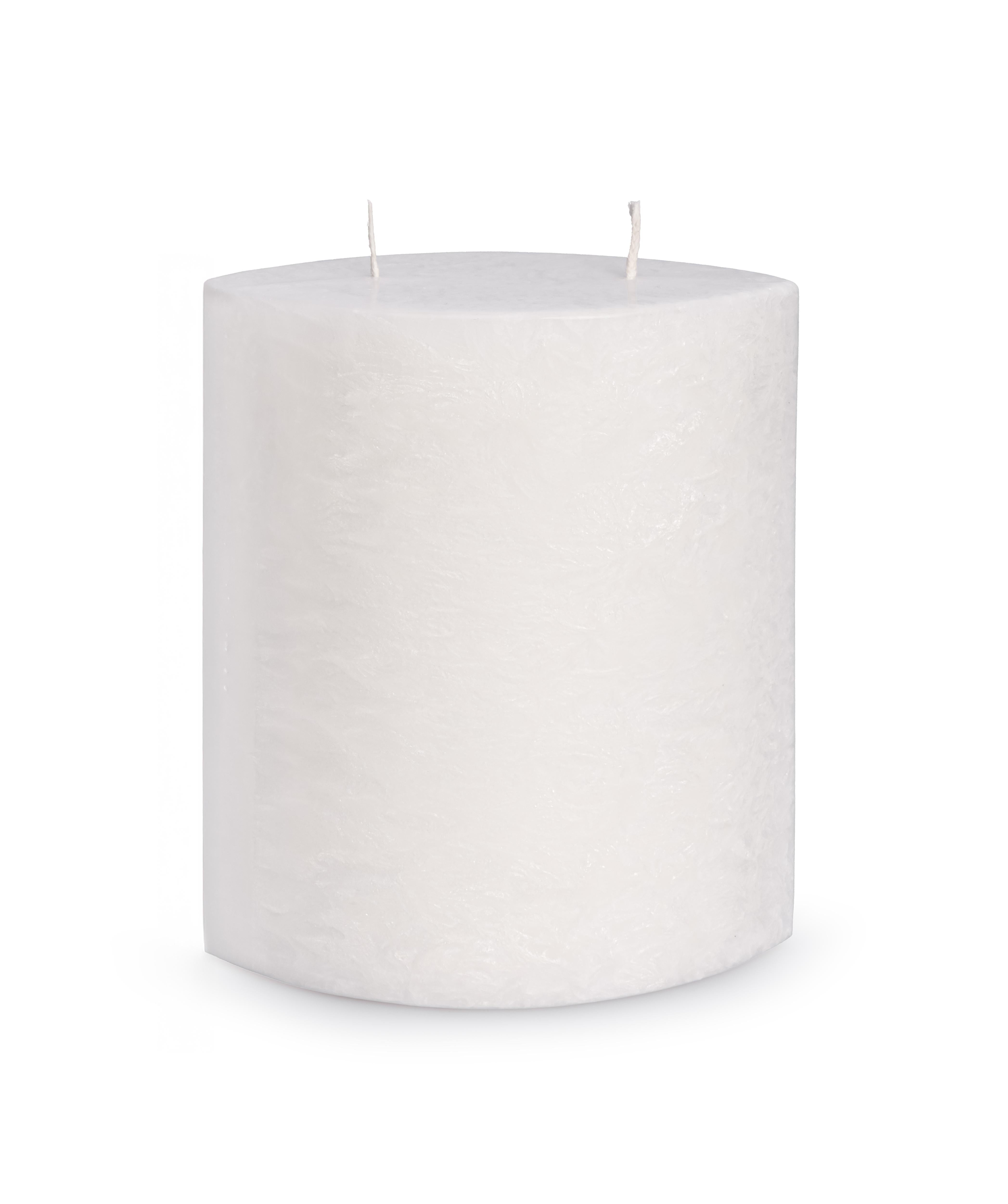 Stumpenkerze oval aus Stearin weiß 18,5x16cm Kristalloptik