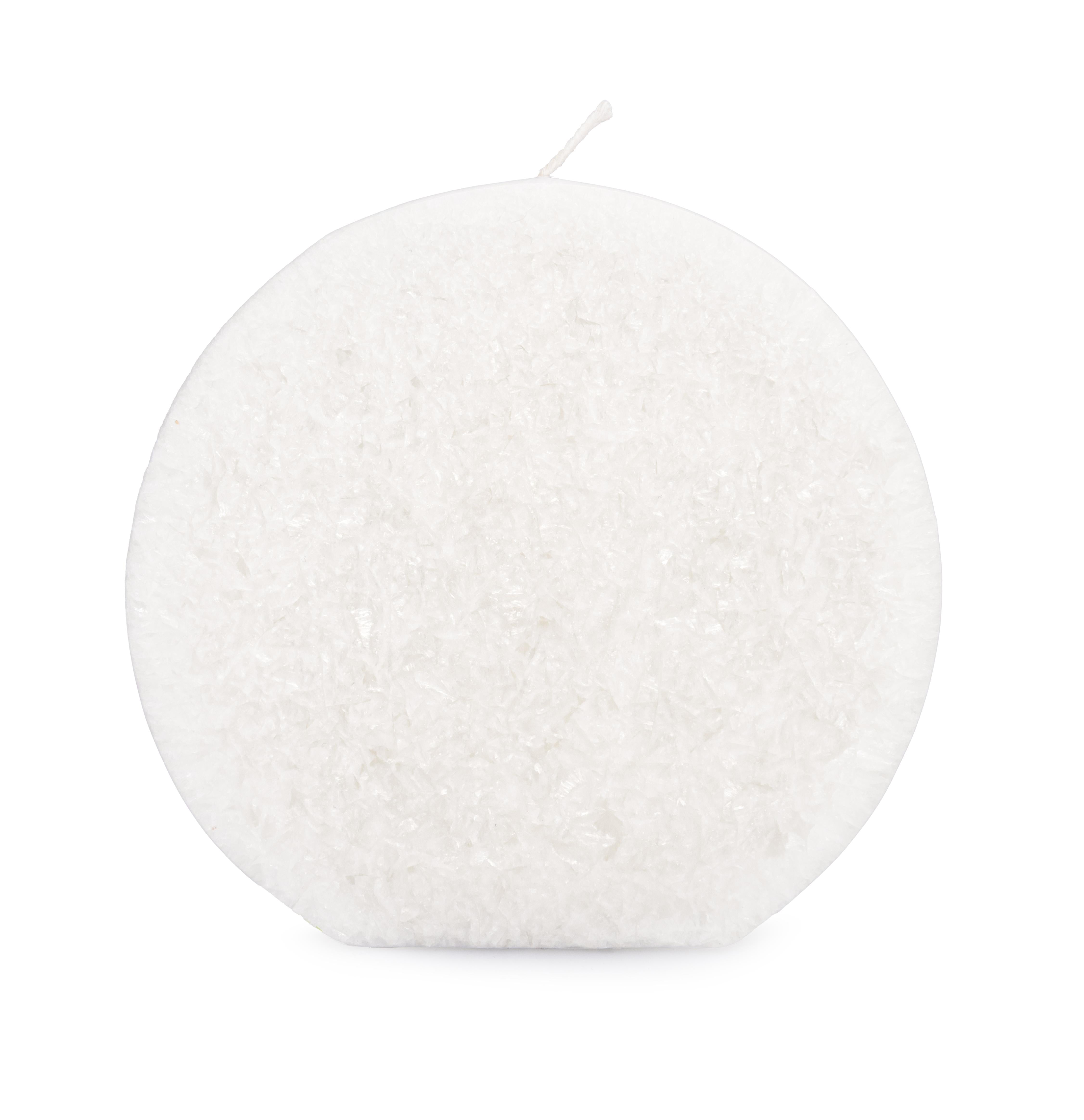 Kerzenrohling rund aus Stearin weiß 11x11,5cm Kristalloptik