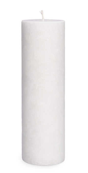 Stearinkerze Stumpenrohling mit Korkboden weiß strukturierte Oberfläche 20x6 cm
