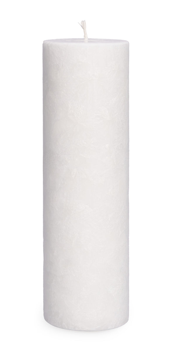 Stearinkerze Stumpenrohling mit Korkboden weiß strukturierte Oberfläche 20x6 cm