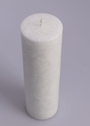 Stearinkerze Stumpenrohling mit Korkboden weiß strukturierte Oberfläche 20x6 cm