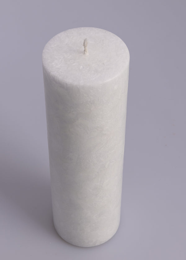 Stearinkerze Stumpenrohling mit Korkboden weiß strukturierte Oberfläche 20x6 cm