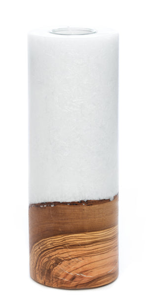 Stumpen Crystal Holzkerzen Landhaus-Optik 8x25cm mit Teelichteinsatz