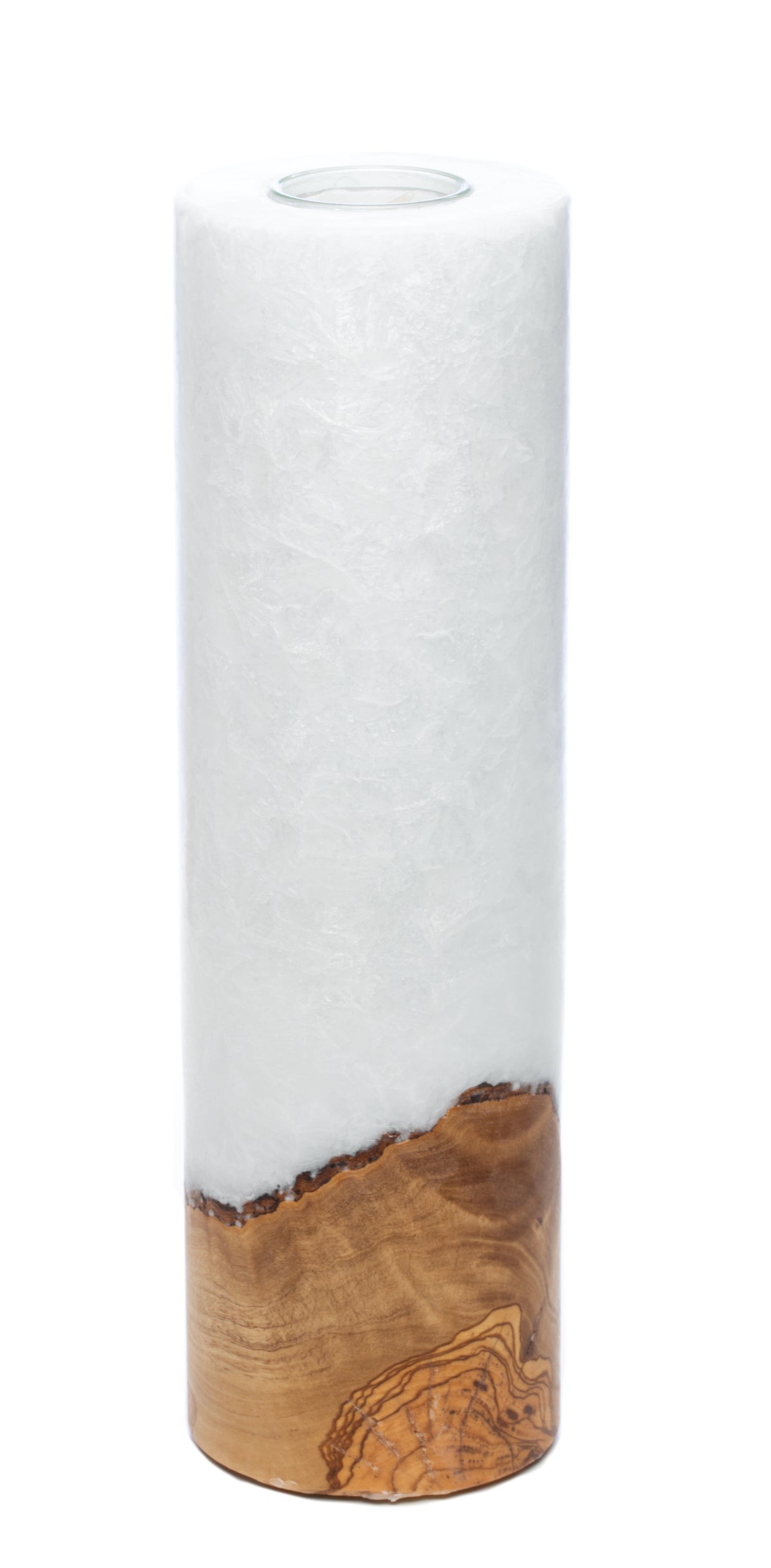 Stumpen Crystal Holzkerzen Landhaus-Optik 9x30cm mit Teelichteinsatz