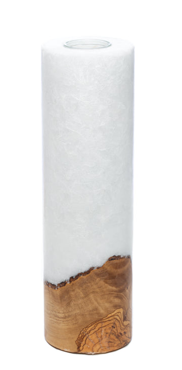 Stumpen Crystal Holzkerzen Landhaus-Optik 9x30cm mit Teelichteinsatz