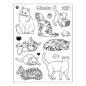 Aladine Creative Stempel Katzen Set 16 Stempel + 1 Stempelkissen