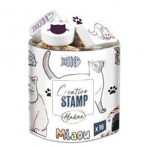 Aladine Creative Stempel Katzen Set 16 Stempel + 1 Stempelkissen