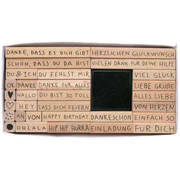 Paper Poetry Stempelset Text Deutsch 31-teilig 1x Stempelkissen schwarz 8x16 cm
