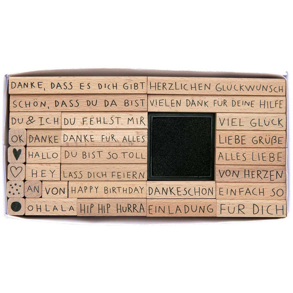 Paper Poetry Stempelset Text Deutsch 31-teilig 1x Stempelkissen schwarz 8x16 cm