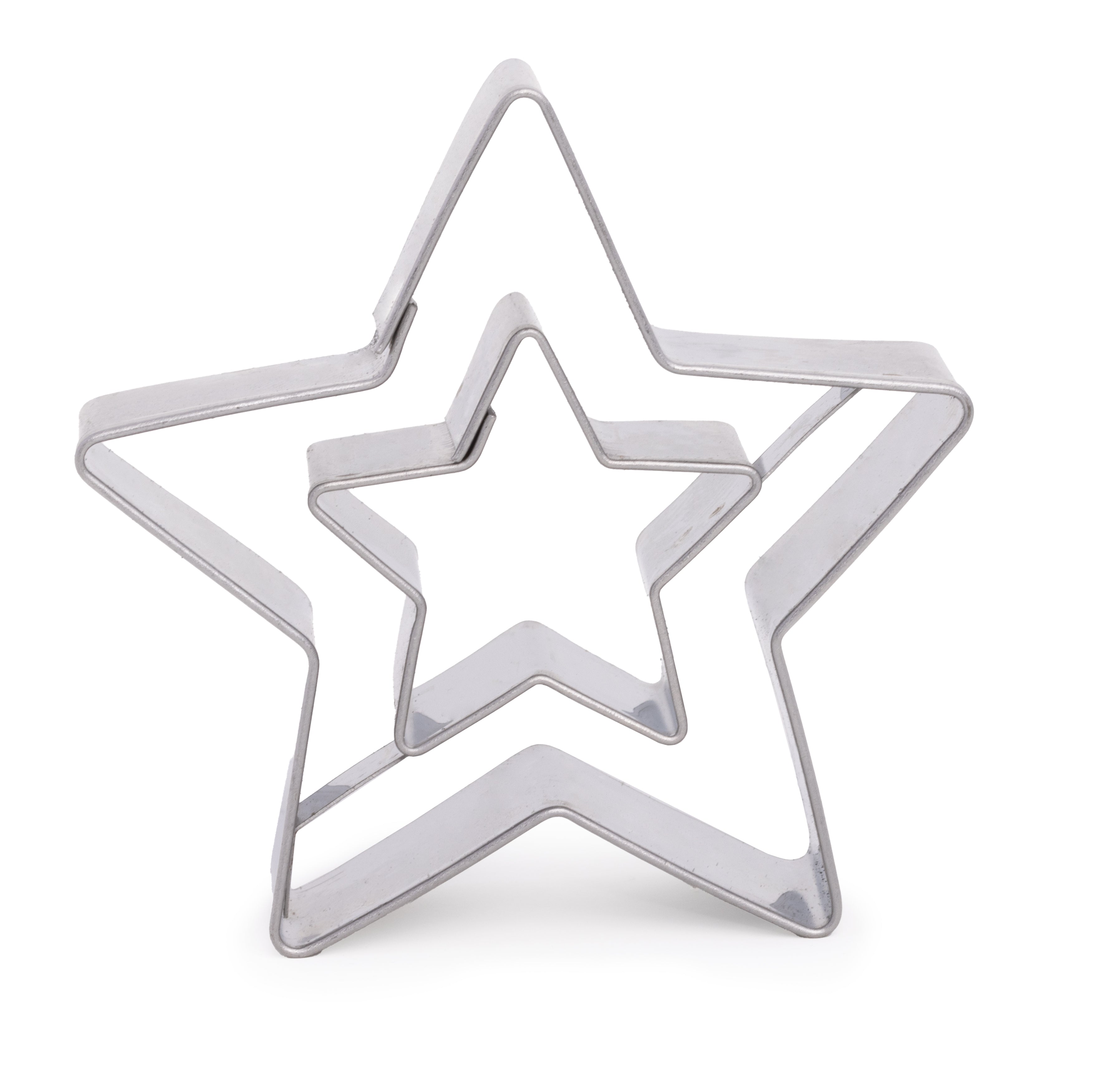 Stern 5-zackig mit Stern Ausstecher aus Weißblech 60mm