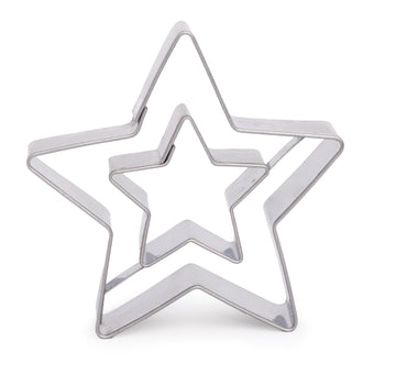 Stern 5-zackig mit Stern Ausstecher aus Weißblech 60mm