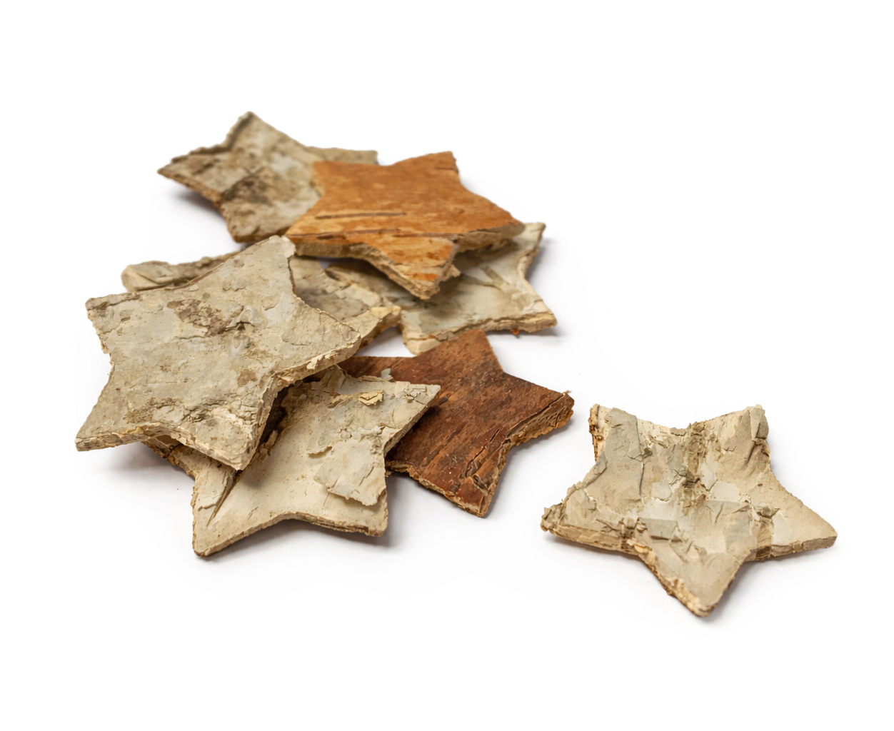 Sterne aus Birkenrinde natur 3cm 12 Stück/Packung