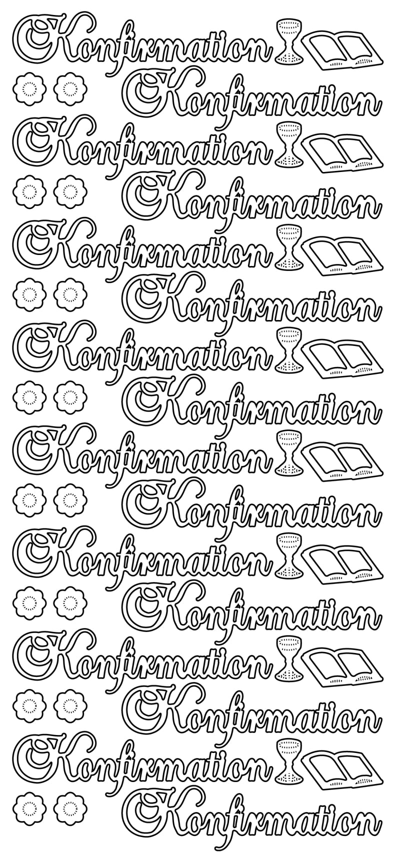 Konturenstickern Konfirmation metallic 23x10cm/Bogen