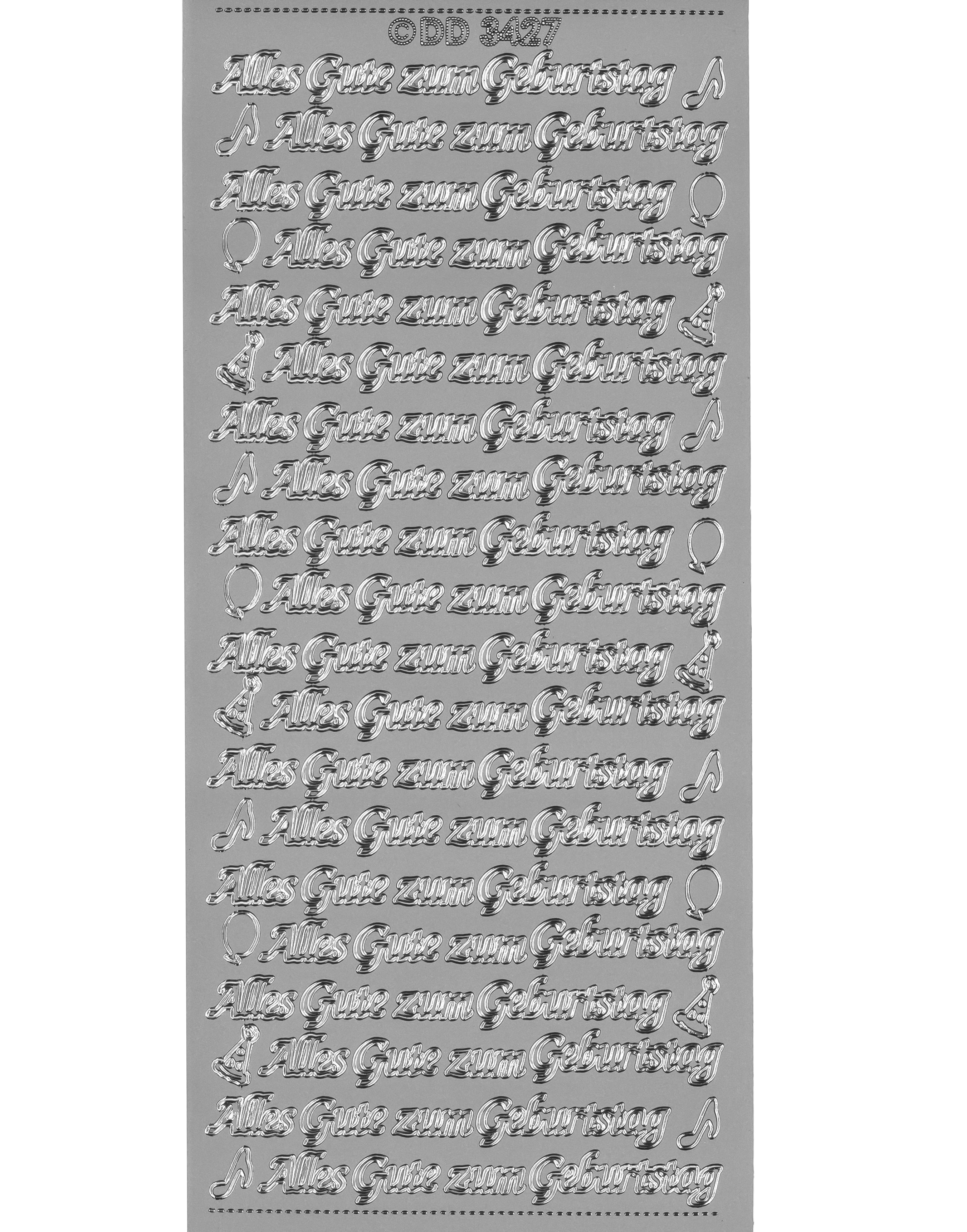 Shiny Outline Sticker Alles Gute zum Geburtstag Konturensticker 10x23cm Bogen