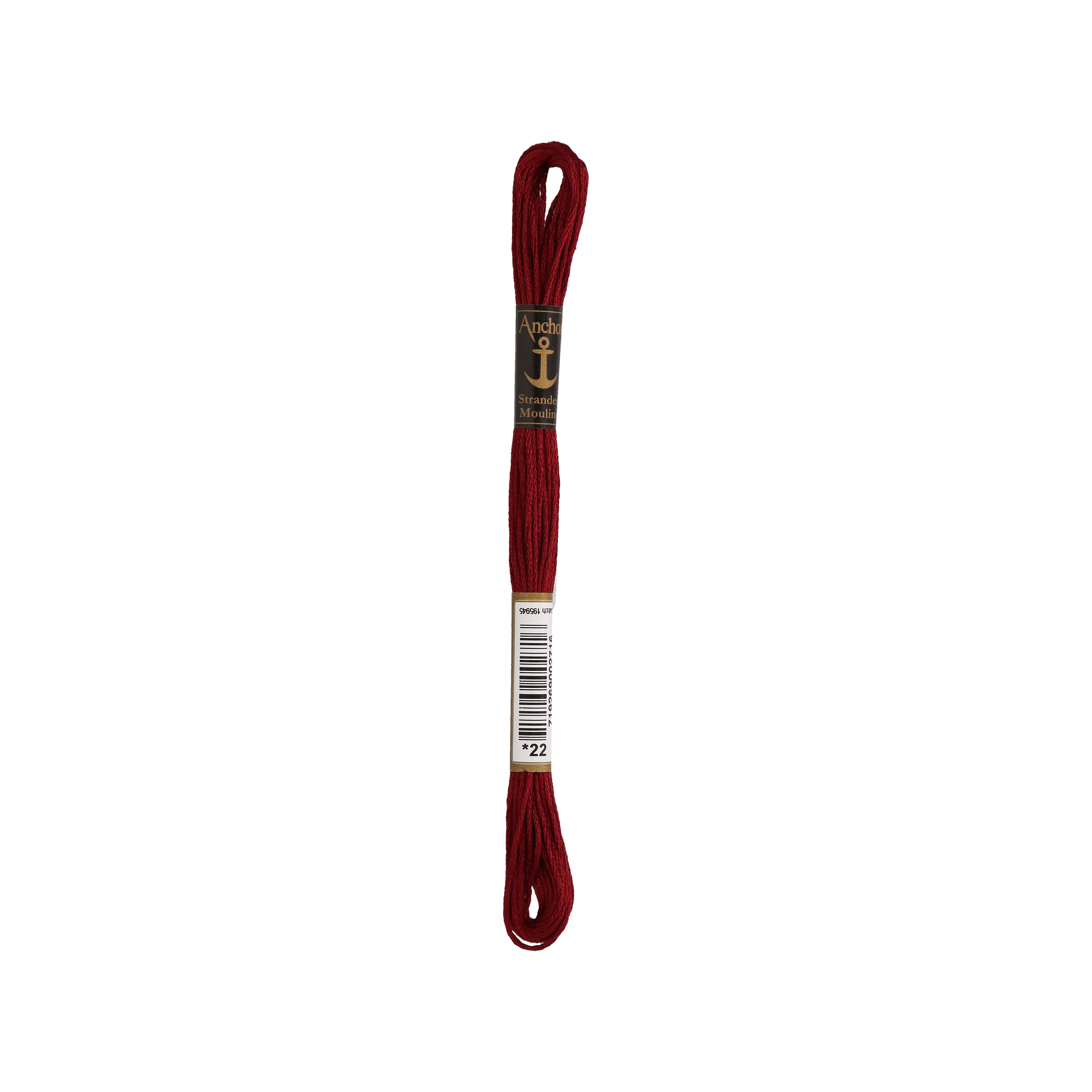 Anchor -Stranded Mouliné-Garn ROTTÖNE Sticktwist 6-fädig 100% Baumwolle 8m