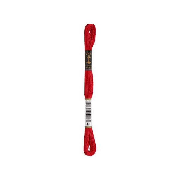 Anchor -Stranded Mouliné-Garn ROTTÖNE Sticktwist 6-fädig 100% Baumwolle 8m