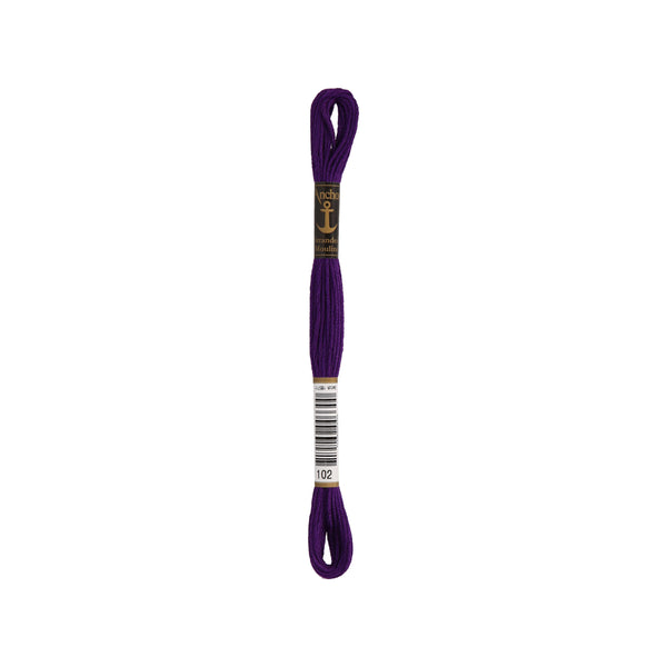Anchor -Stranded Mouliné-Garn VIOLETTTÖNE Sticktwist 6-fädig 100% Baumwolle 8m