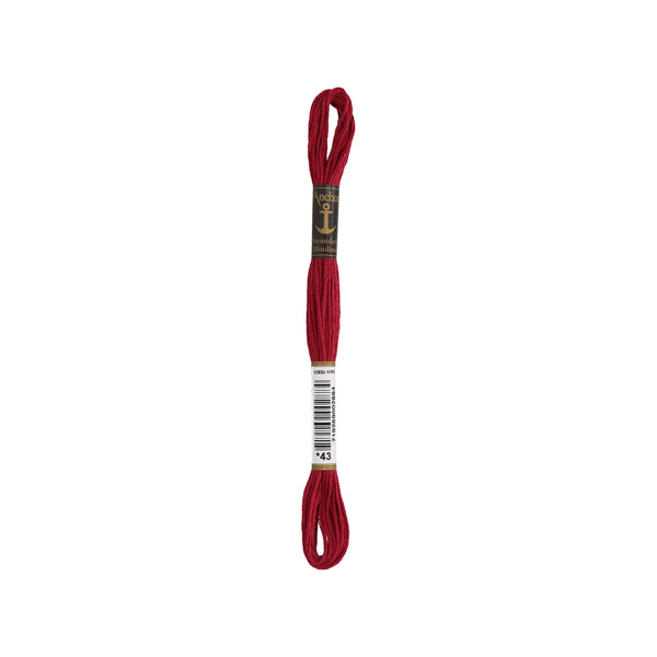 Anchor -Stranded Mouliné-Garn ROTTÖNE Sticktwist 6-fädig 100% Baumwolle 8m
