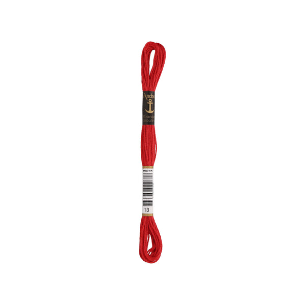 Anchor -Stranded Mouliné-Garn ROTTÖNE Sticktwist 6-fädig 100% Baumwolle 8m