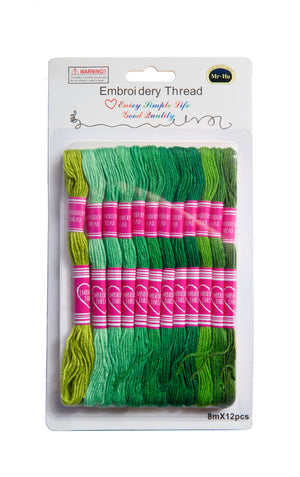 Stickgarn-Set Ombré Farbverlauf 12 Bund á 8m