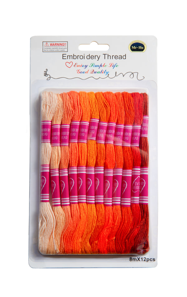 Stickgarn-Set Ombré Farbverlauf 12 Bund á 8m