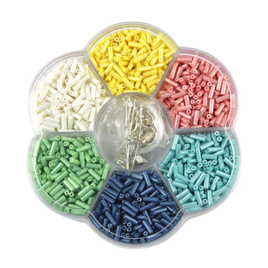 Blumenbox Stiftperlen Mix 6mm Schmuckzubehör seidenmatt