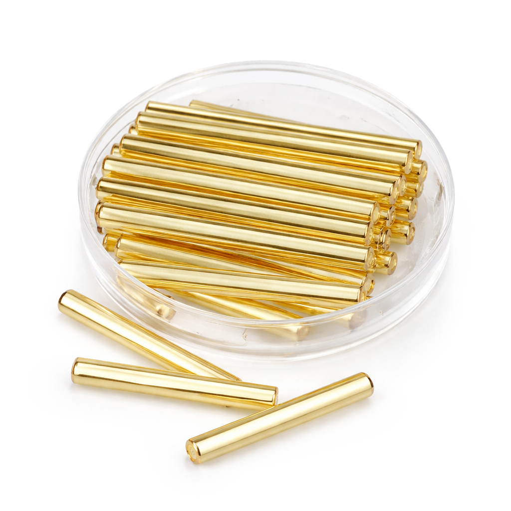 Stiftperlen gold mit Silbereinzug Glasstifte 30mm 12g/Dose