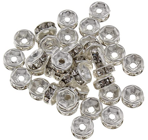 Strass Rondell silber 8 mm 20 Stück